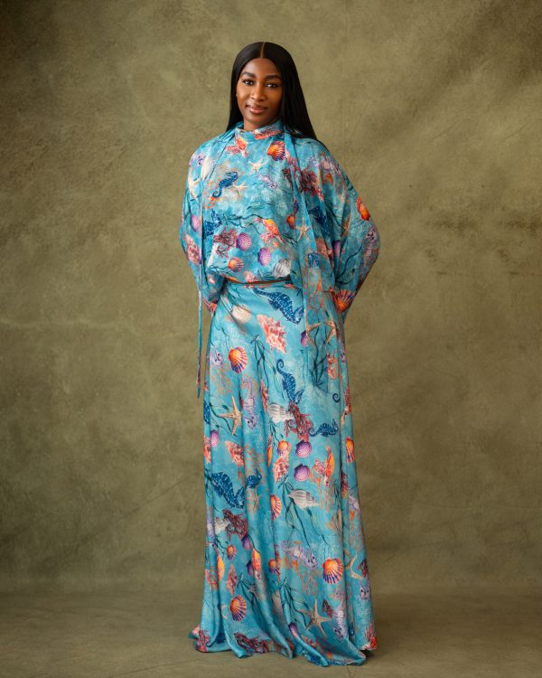 Ocean blue skirt set